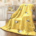 1pc A Vintage Yellow Flannel Blanket Featuring a Bee Design Suitable for All Seasons Made from Fabric with Digital Prints Versatile for Animal-Themed Bedding Great for Napping Camping Traveling