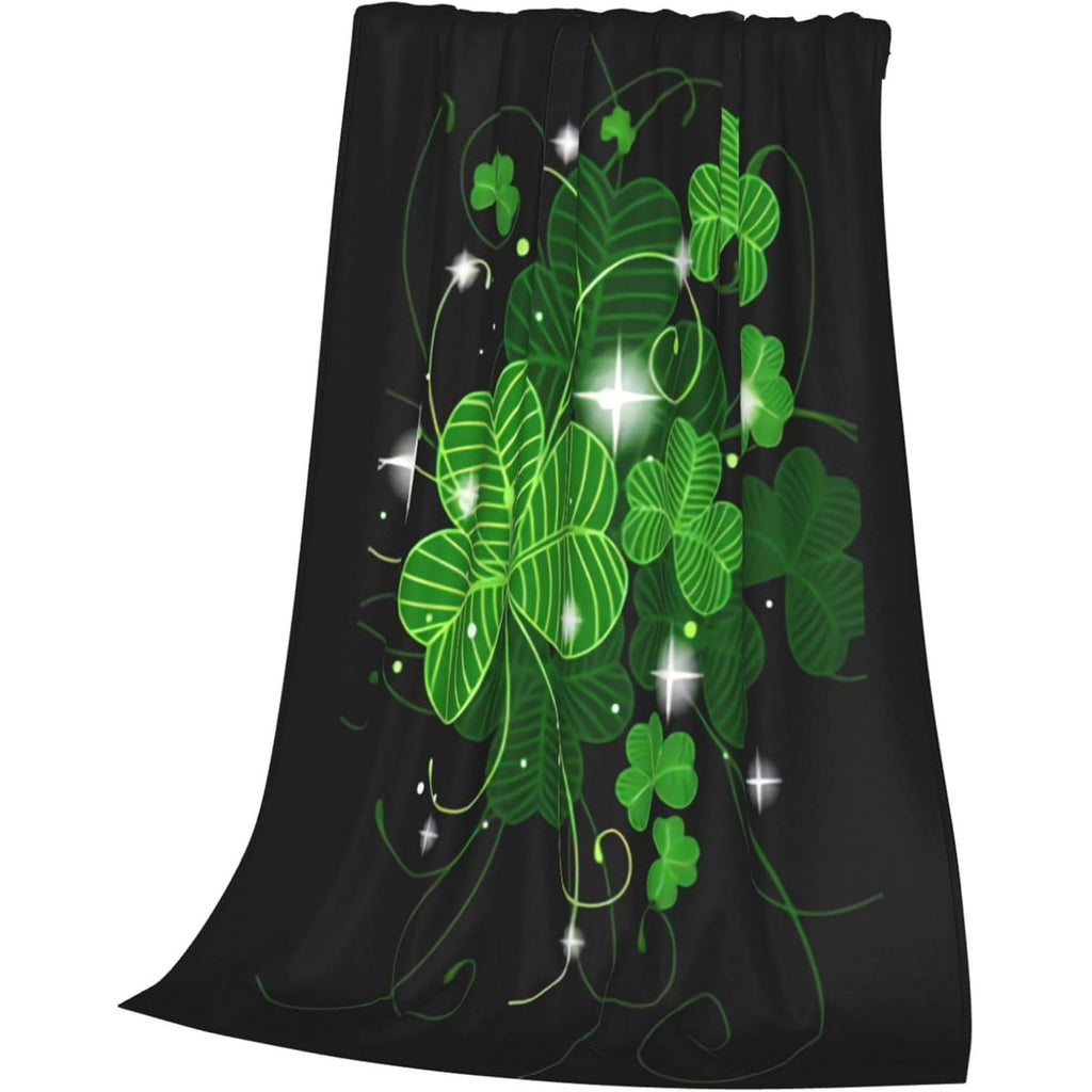 St.Patrick's Day Lucky Clover Shamrock Throw Blanket Soft Throw Blankets for Couch, Sofa, Chair, Bed, Camping, Picnic 60x50