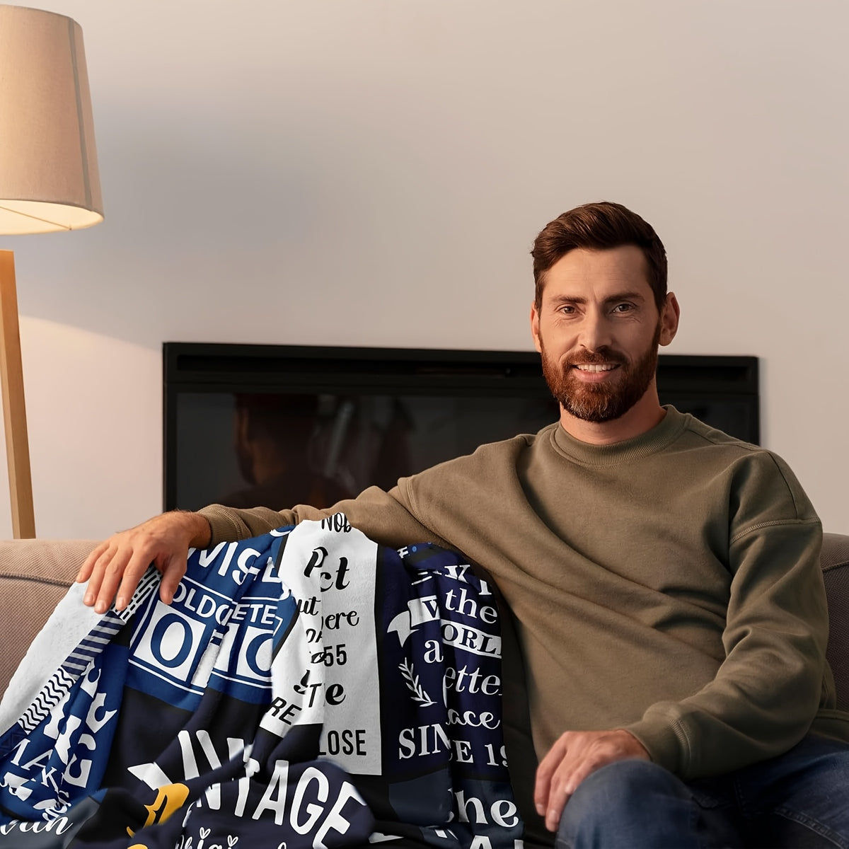 A Flannel Blanket for Men Celebrating Their 70Th Birthday, Featuring a Vintage 1955 Design with a Funny And Uplifting Message, in a Blue Plaid Pattern. an Ideal Gift for Him, This Throw Blanket Is Cozy for Any Season