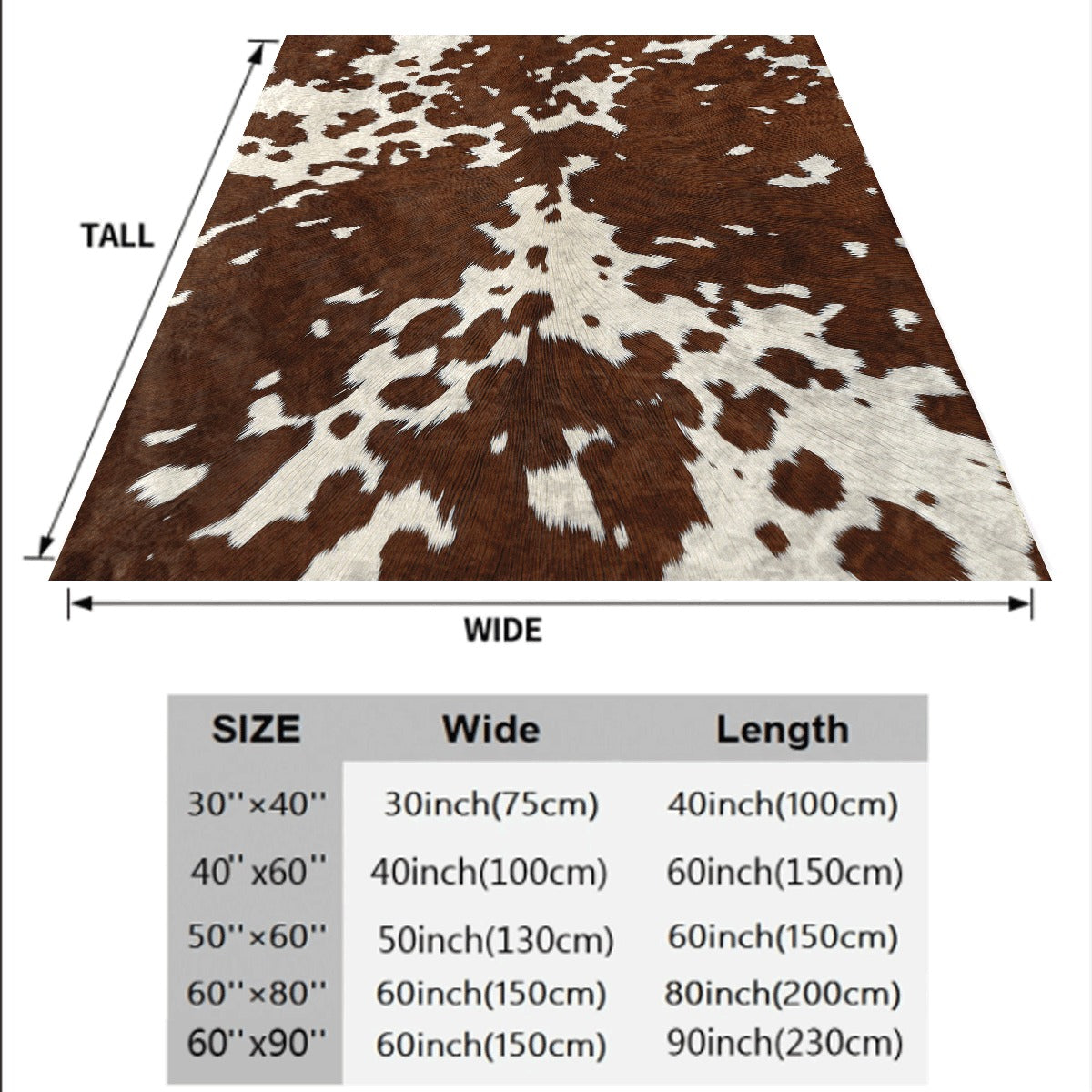1pc Cowhide Print Blanket Soft Flannel Spread Suitable for Sofa Office & Travel Brown & White Cowhide Pattern All-Season Cozy Machine Washable Gift Choice