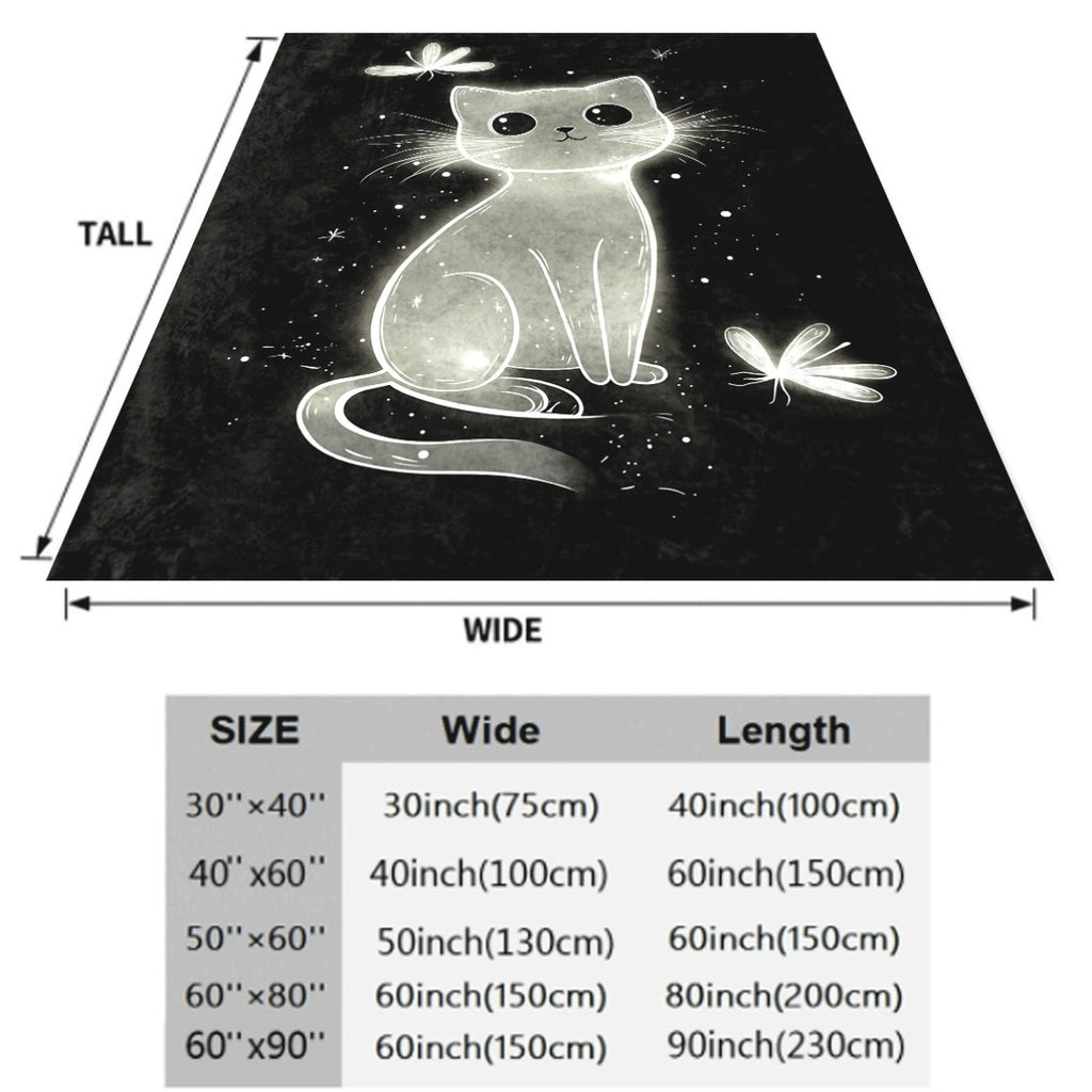 1pc 1pc a Cat Design Featuring Fireflies Suitable for Use on Sofas in Rooms Living Rooms And Couches And Chairs This Soft And Cozy Lightweight Flannel Blanket Makes a Great Gift F