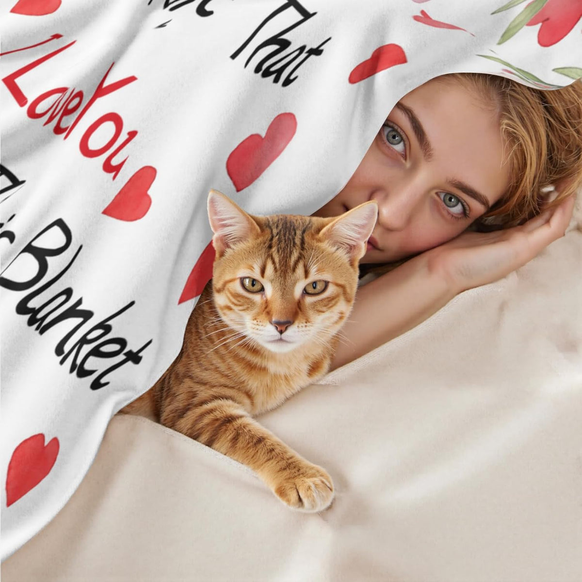 Giwawa I Love You Blanket Hug Valentine'S Day Presents for Him Or Her, Ideal for Girlfriends, Boyfriends, Husbands, Wives, Birthdays, Weddings, Anniversaries, And Couples in Long-Distance Relationships. Thinking of You Throw Blankets 50X60