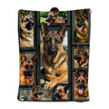 1pc German Shepherd Print Flannel Blanket for Adults - Soft Warm All-Season Throw with Multi-Color Vintage Dog Collar & Tag Design, Hand Wash Only, Perfect for Couch, Sofa, Bed, Office, Camping, Travel - Ideal Gift for Dog Lovers, Dog Blanket, Dogthemed D