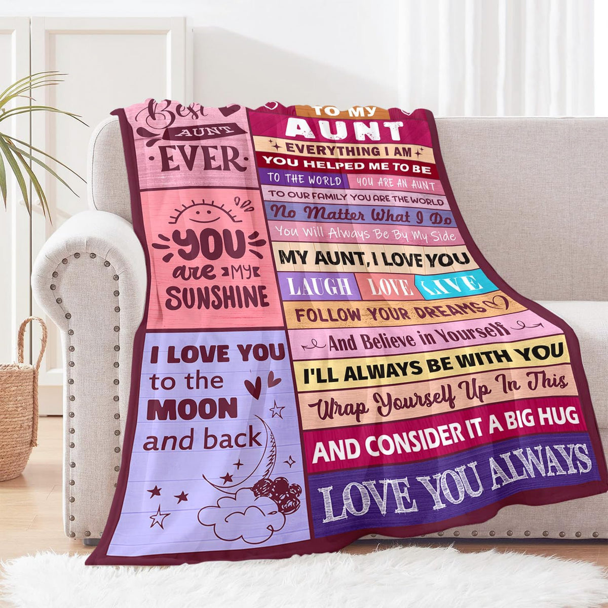 Aunt Gifts- Gifts for Aunt from Niece Nephew- Best Aunts Ever Gift- Great Aunts Gifts- Auntie Gift for Women- Christmas Valentines Day& Mothers Day Birthday- to My Aunt's Blanket 60x80