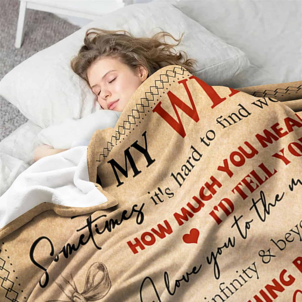 Wife Christmas Birthday Gifts from Husband Ideas- Happy Wedding Anniversary Romantic Gifts for Women- I Love You Gift for Her- Anniversary Birthday Presents for Her- to My Wife Blanket 50x60