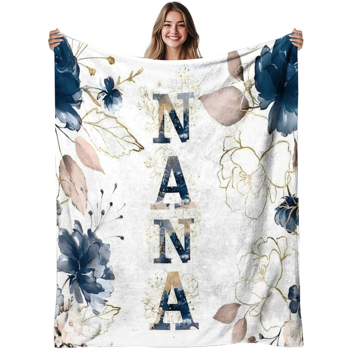 Floral Nana Soft Warm Flannel Blanket - Elegant Multi-Color Floral Bedspread, Suitable for Sofa, Bed, Living Room Comfortable Bed Cover, Machine Washable, Christmas And Autumn Decoration