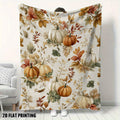 1pc Autumn Pumpkin Floral Pattern Flannel Blanket, Soft Comfortable Warm, Beige And Orange Design, Durable Plush Surface, All-Season Bed Blanket, Warm Cover, Multiple Sizes Available, Suitable for Bedroom, Living Room, Sofa, Balcony