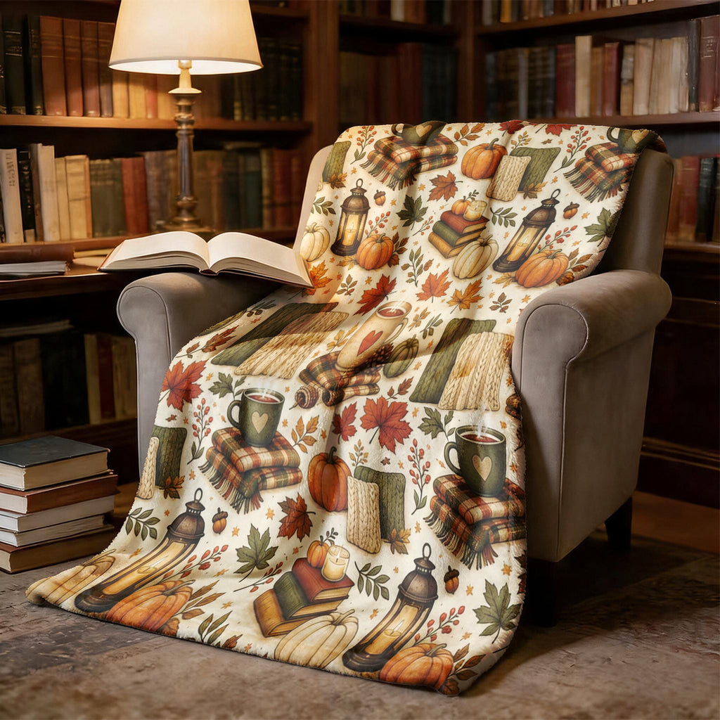 1pc Autumn Pumpkin Coffee Lantern Blanket, Maple Leaf Themed Flannel Blanket - Large Size, Soft, Lightweight, and Warm, Suitable for All Seasons - Perfect for Bed, Sofa, Office, Camping, and Travel - The Best Choice for a Blanket, a Perfect Gift