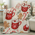 1 Christmas Gingerbread Patterned Blanket, Featuring Festive Design, Soft Plush Surface, Lightweight and Durable Flannel Material, Available in Multiple Sizes, Perfect for Christmas, Living Room Sofas, Bedroom, Leisure Reading, and Daily Home