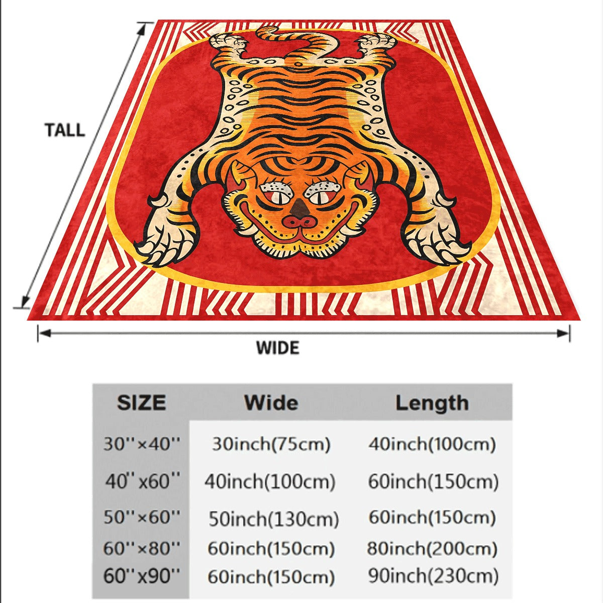 1pc Vintage Red Tiger Pattern Flannel Blanket Chinese Traditional Art Print Soft Cozy Warm Sofa Throw Machine Washable All-Season Blanket
