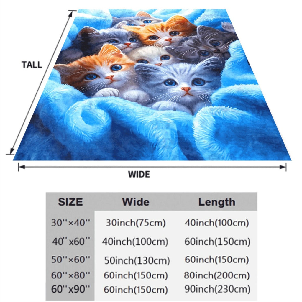 1pc Adorable Kittens HD Print Flannel Blanket Soft Warm Lightweight Throw with Vivid 3D Cat Design Durable Anti-Pill Fleece for Sofa Travel Office Ideal Gift for Cat Lovers Cat Love
