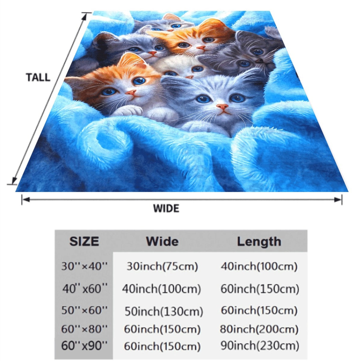 1pc Adorable Kittens HD Print Flannel Blanket Soft Warm Lightweight Throw with Vivid 3D Cat Design Durable Anti-Pill Fleece for Sofa Travel Office Ideal Gift for Cat Lovers Cat Love