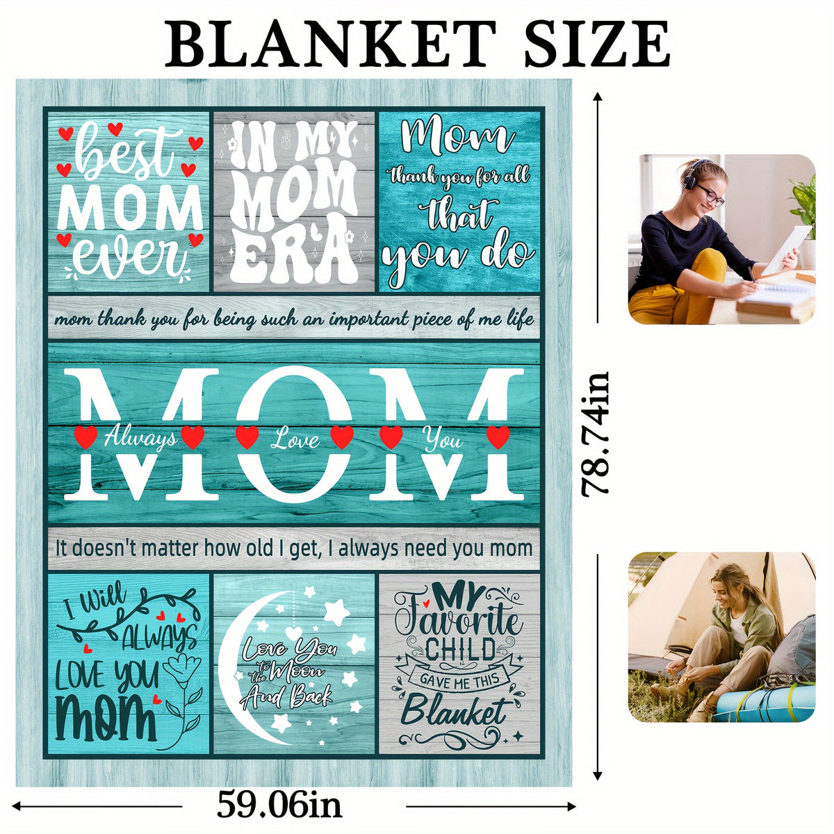 1pc Super Soft Flannel Letter Blanket Birthday Gift for Mom, Comfortable Travel Blanket for, Couch, Chair- Perfect for Mothers Day, Christmas, Valentines Day, And Any Occasion