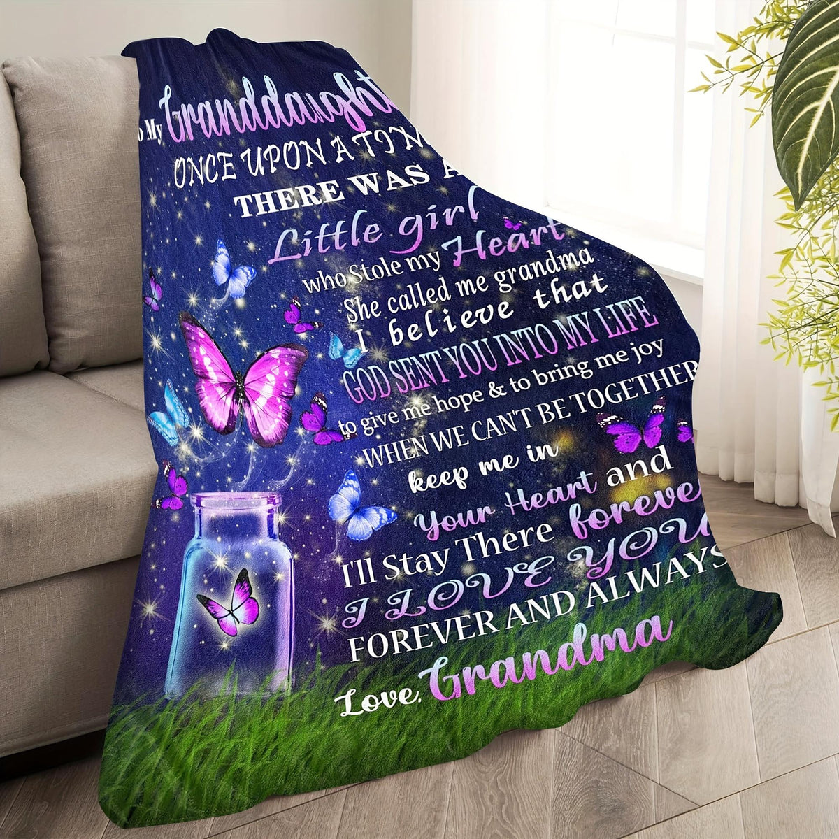 1pc Granddaughter Gifts from Grandma, Granddaughter Gifts Blanket, Gifts for Granddaughter, Great Granddaughter Gifts, Granddaughter Gifts from Nana, Birthday Gifts for Granddaughter Throw Blanket
