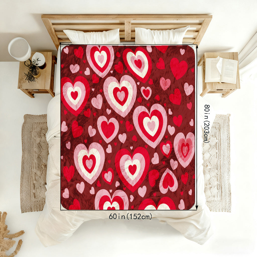 1pc Ultra-Soft Cozy Love Heart Print Bedspread/Throw Blanket - 280GSM All-Season Warm Machine Washable Bedspread Suitable for Boys, Girls,,, Birthdays, Valentine's Day Gift - Multicolor Heart Print Bedspread for Travel, Camping, Home Decor