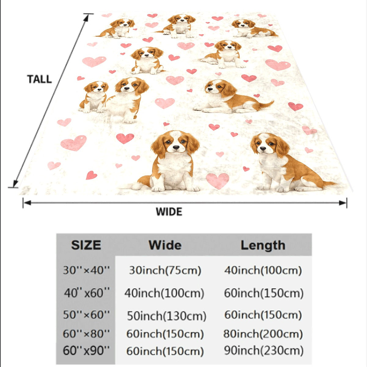 1pc 2D Flat Printing Cute Cavalier King Charles Spaniel Puppies Pattern Blanket for All Seasons Versatile Home Decor Camping Travel Office Sofa Nap Easy Care Perfect for Indoor And, 2D Flat