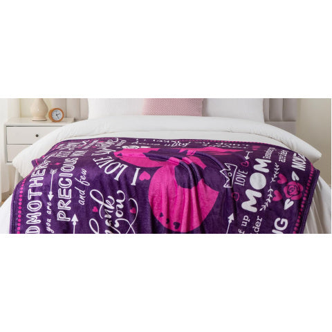 Battilo Throw Blankets Anniversary Birthday Gift for Mom from Daughter Son, I Love You Mom Blanket, Super Soft Flannel Throw Blankets for Bed Couch, 50x60