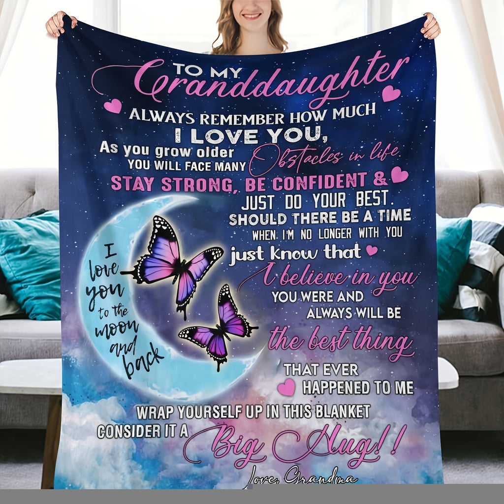 Grandma's Gift for Granddaughter Blanket Birthday Anniversary Gift Blanket Soft Flannel Sofa Blanket TV Blanket