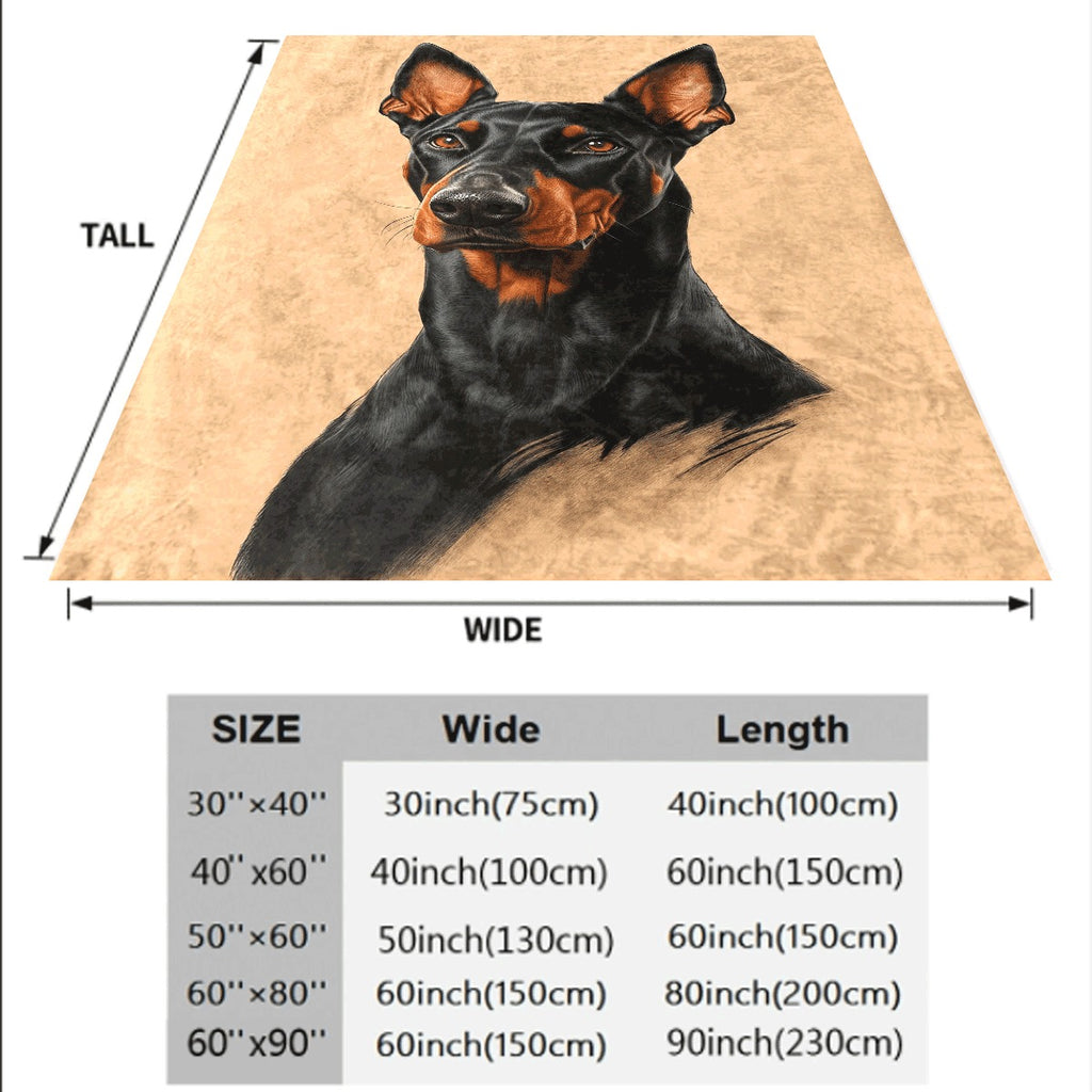 1pc Soft Flannel Blanket with Doberman Portrait Design Warm Cozy Fleece Throw for Sofa All-Season Comfort Dog Lover Gift Machine Washable