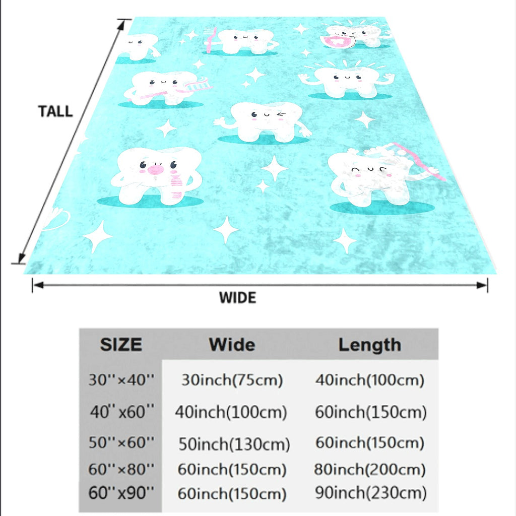 1pc Cozy Cartoon Toothbrush Print Flannel Throw Blanket Soft Reversible All-Season Comfort for Couch Office And Travel Perfect Gift for Family And Friends