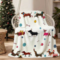 1pc Christmas Sausage Dog Pattern Flannel Blanket, Soft Comfortable Warm, White Festive Design, All-Season Sofa Blanket, Warm Throw Blanket, Multiple Sizes Available, Suitable for Living Room Sofa, Bedroom, Reading Corner, Leisure Time
