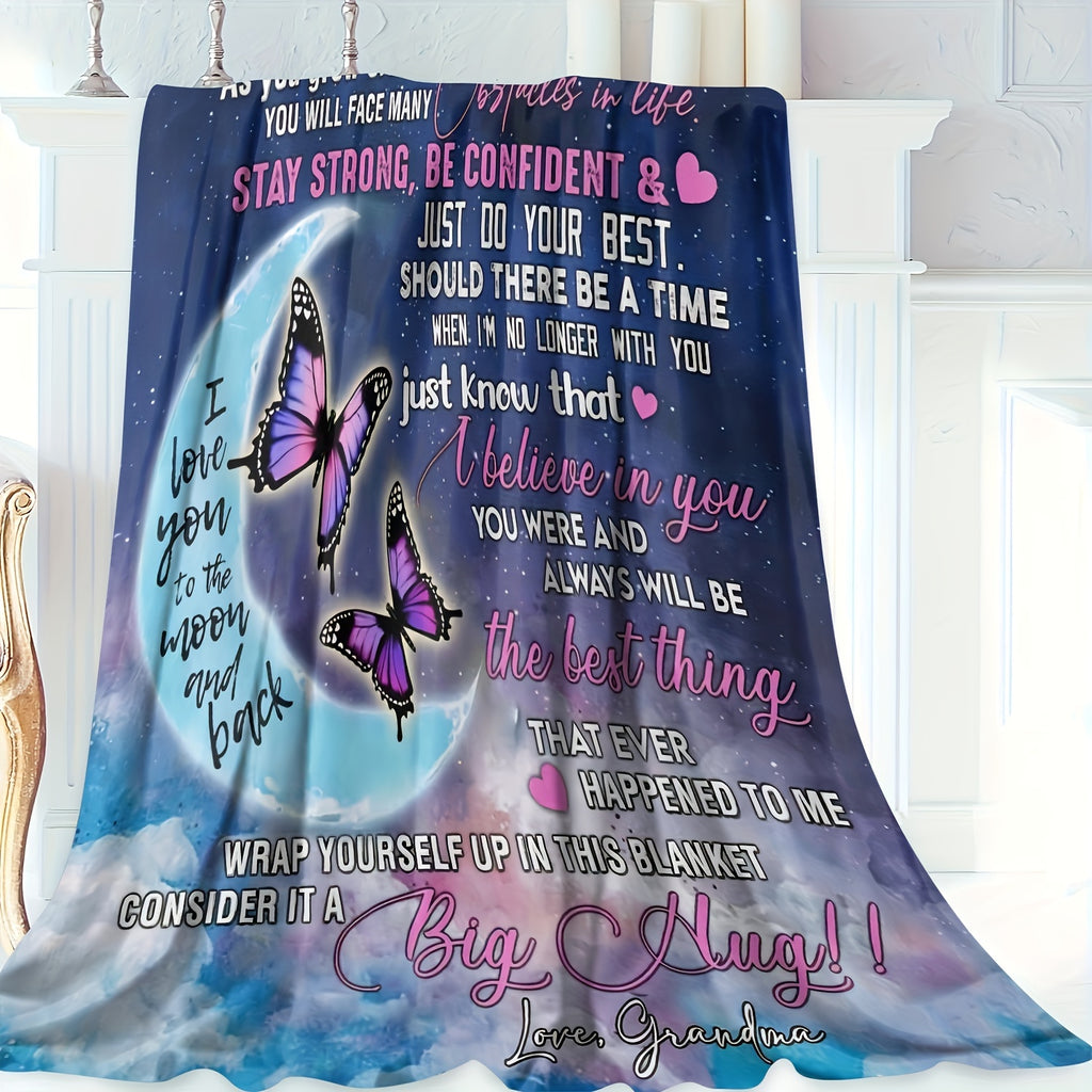 Grandma's Gift for Granddaughter Blanket Birthday Anniversary Gift Blanket Soft Flannel Sofa Blanket TV Blanket