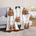 1pc, 1 Christmas Gingerbread for Man with Pine Branch Pattern White Flannel Blanket, Soft, Comfortable, and Warm, Festive Design, Durable Plush Surface, All-season Universal Sofa Blanket, Thermal Throw Blanket, Multiple Sizes Available