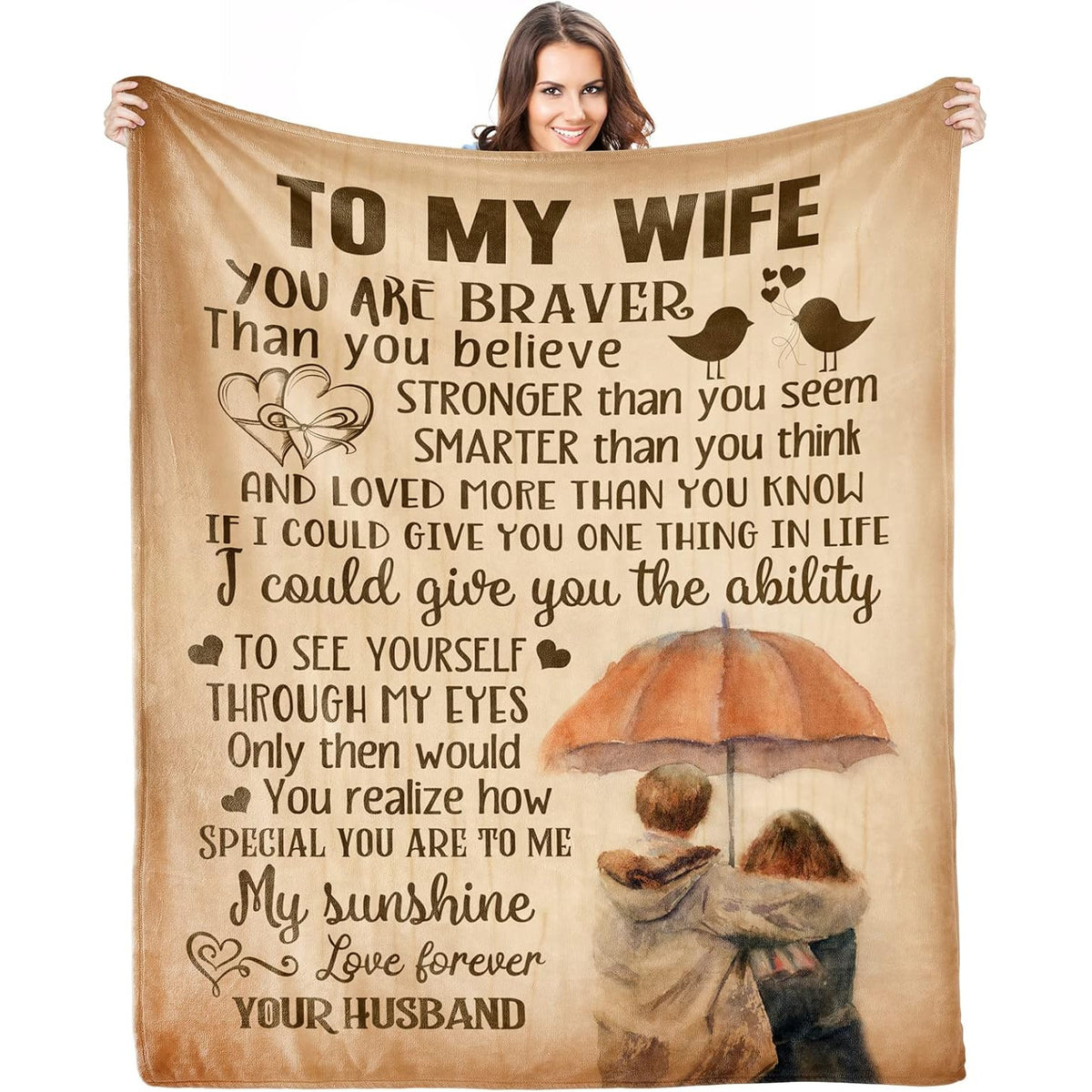 Gifts for Wife, Anniversary Wedding Gifts for Women, Birthday Wife Gifts Ideas, Healing Thoughts Blanket Presents for Her