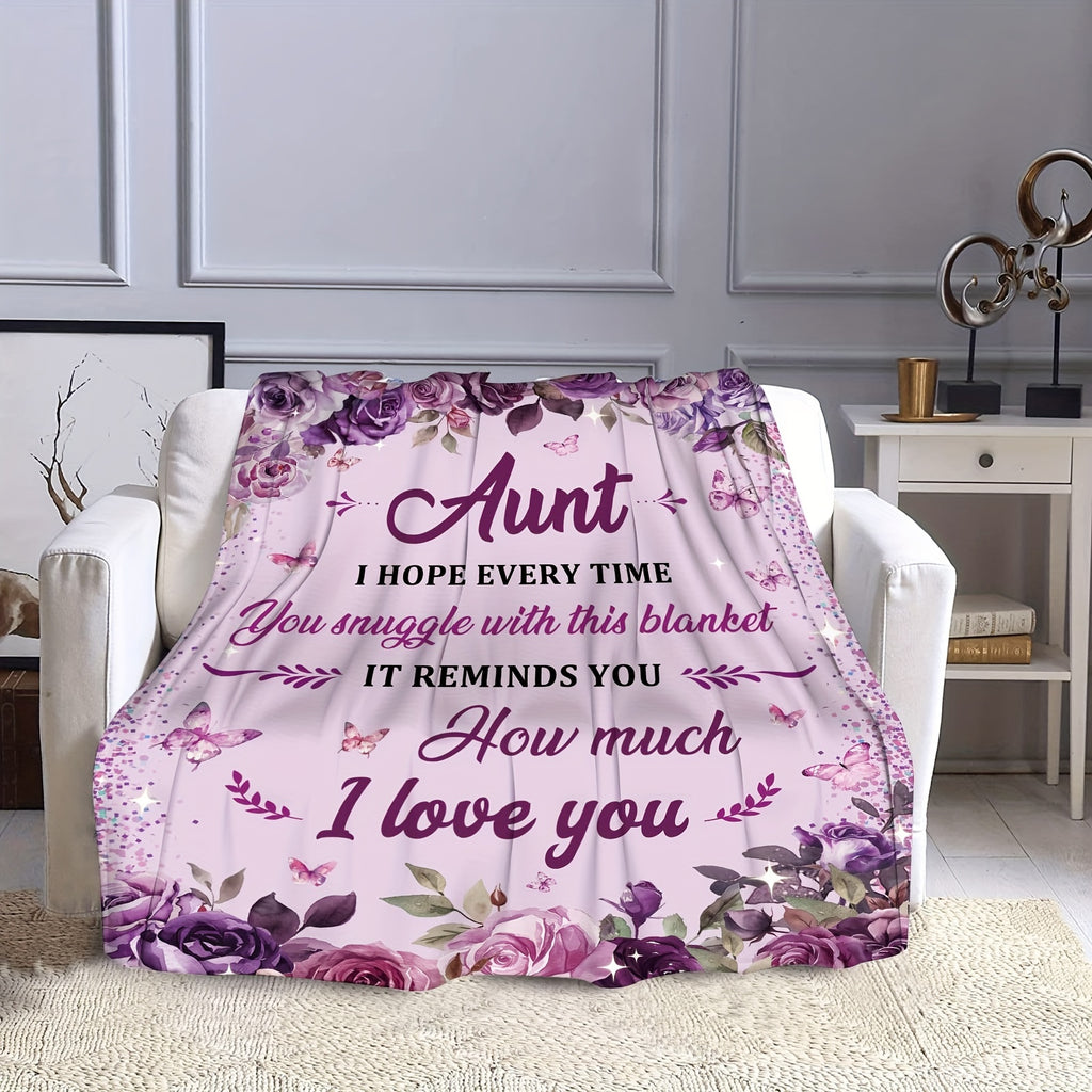 Floral Aunt Blanket: A Heartfelt Gift for Your Beloved Aunt- Perfect for Pet, Teenagers, Or Adults- Machine Washable- Contemporary Style- All Seasons Suitable