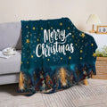 1pc Christmas Themed Flannel Blanket with Stars and Nativity Scene, Soft, Comfortable, and Warm, Deep Blue Starry Sky Design, Durable Plush Surface, All-Season Sofa Blanket, Warm Throw Blanket, Multiple Sizes Available, Suitable for Living Room