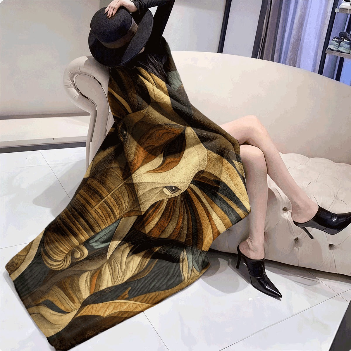1pc Elephant Patchwork Pattern Printed Shawl Blanket Throw Gift, Suitable for All Seasons an Ideal Birthday or Christmas Gift for S, S, Men, and Women a Versatile Pattern Tapestry Blanket
