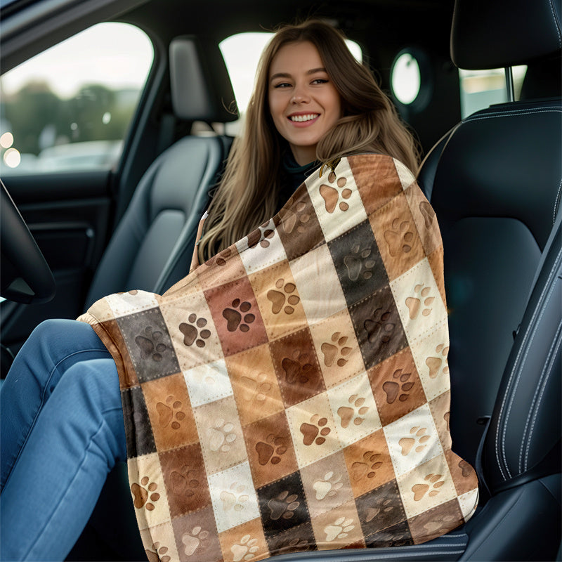 1pc of Ultra-soft Flannel Pet Paw Print Blanket - a Comfortable All-season Blanket Available in Brown, Brown-orange, Brown-yellow, and Brown-red Colors, with Patterned Styles. Suitable for Sofa,, Camping, and Travel - the Perfect Gift for Pet