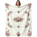 1pc Pink Rose Border Pattern Blanket, Vintage Style Design, Soft Plush Surface, Lightweight and Durable Flannel Material, Multiple Sizes Available, Perfect for Holiday Gatherings, Living Room Lounging, Bedroom Warmth, Study Reading, Seasonal Home