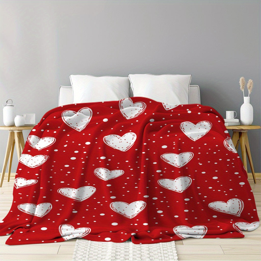 A Heart-patterned Blanket That's Warm and Cozy, Perfect for Commemorating Special Moments. It's an Ideal Holiday Gift for Classmates, Friends, Family, and Partners, Suitable for Naps, Camping, Travel, Car Use, and Home Office Decoration.