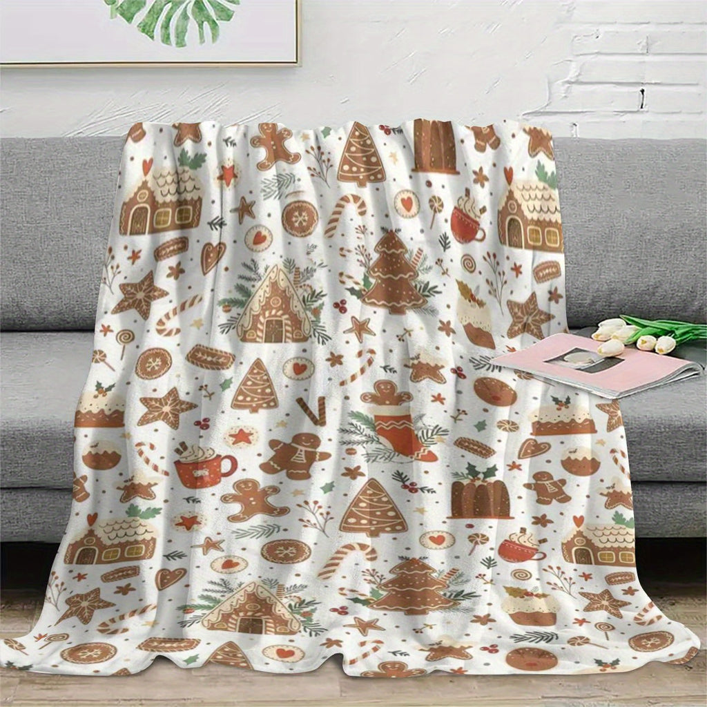 1 Comfortable Christmas Gift Blanket, Flannel Blanket with Christmas Element Patterns, Digital Print HD And Fade-Free, The Best Gift Blanket And Decoration, High-Quality Polyester Velvet