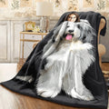 1pc 1pc a Soft Single-Sided Printed Blanket Featuring Bearded Collie Dog Clipart Designed with Detailed Stylized Vectors Ideal for Use in Offices Rooms And Living Rooms Model AH817B