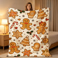 1pc Gingerbread for Man and Christmas Tree Beige Themed Flannel Large Blanket, Winter Holiday Decorative Design, Large Plush Throw Blanket, Suitable for Home Naps, Reading Time, and Living Room Sofa Cover