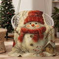 1pc, 2D Flat Snowman and Bird Winter Christmas Themed Flannel Blanket, Soft, Comfortable, and Warm, Red-Brown Beige Design, Durable Plush Surface, Suitable for All Seasons, Warm Throw Blanket, Suitable for Home Naps, Reading Time, Dorm Life, 2D Flat