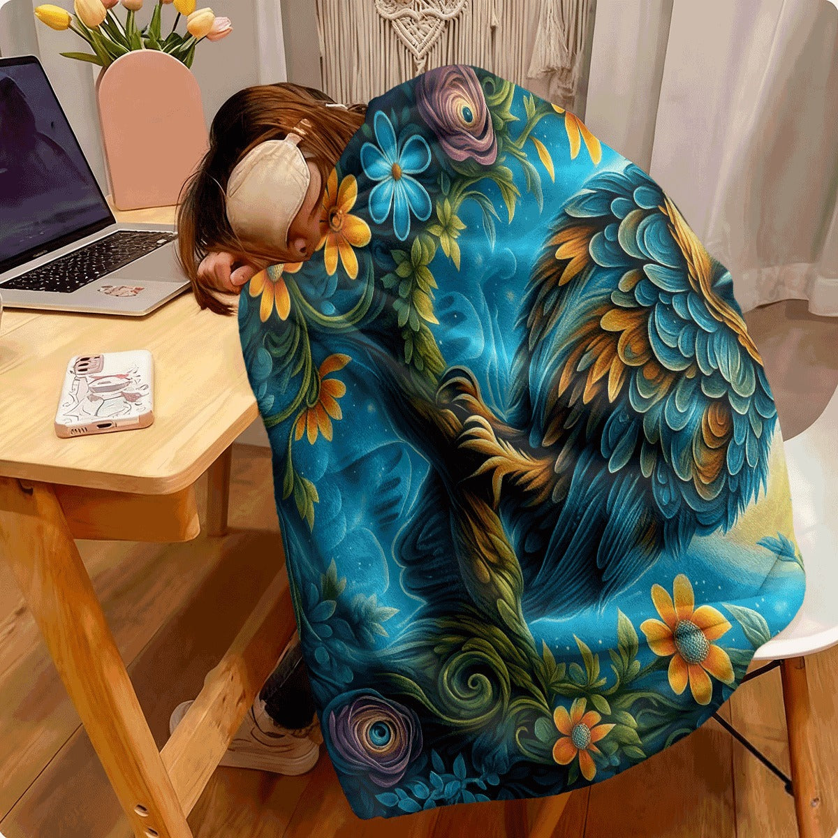 1pc Colorful Owl Print Flannel Blanket Soft Warm All-Season Throw for Sofa Office Camping Travel Vibrant Floral Print Design Perfect Gift for Owl Enthusiasts Cute Blanket