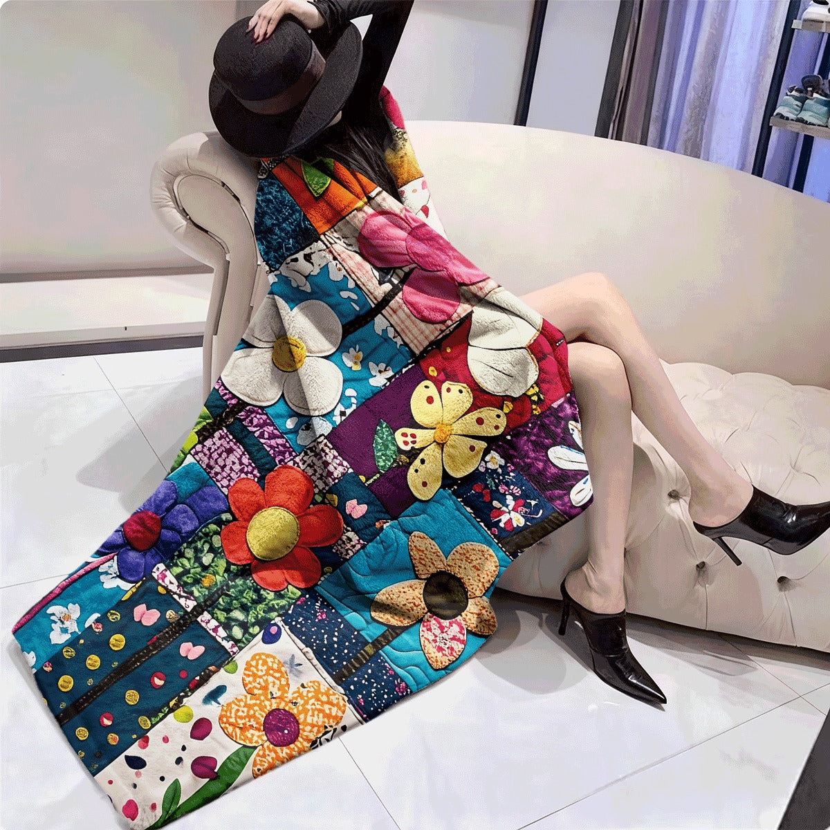 1pc Vintage Floral Patchwork Pattern Printed Design Cozy Flannel Blanket Soft Warm And Versatile Suitable for Sofas S Cars Offices And Camping a Creative Gift Idea for All Seasons Trav