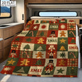 1pc Christmas Gingerbread for Man and Nutcracker Themed Red Flannel Large Blanket, Festive Cozy Design, Oversized Throw Blanket, Winter Decoration, Durable Plush Surface, Suitable for All Seasons, Ideal for Living Room Sofa Cover, Reading Time
