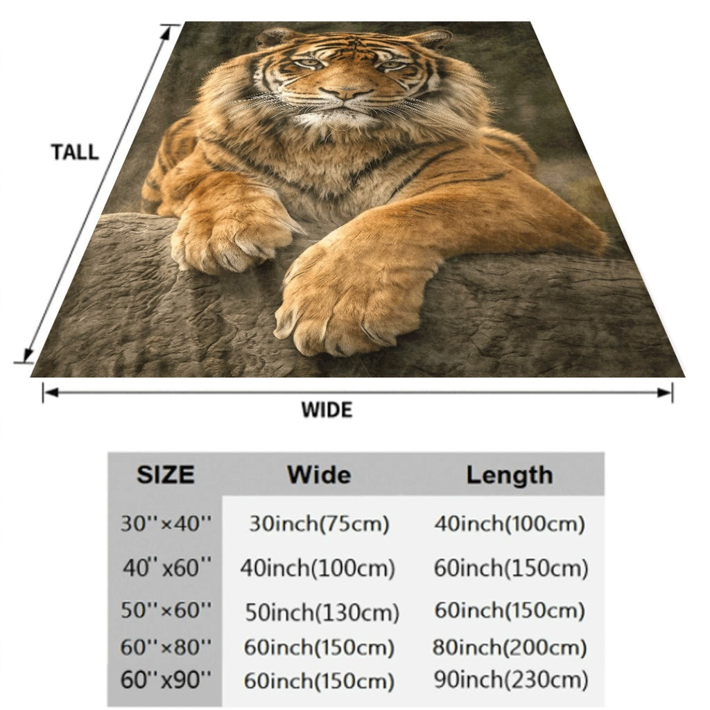 1pc Ultra-Soft Tiger Print Flannel Throw Blanket Versatile Warm Cozy for Couch Office Camping All-Season Gift Idea