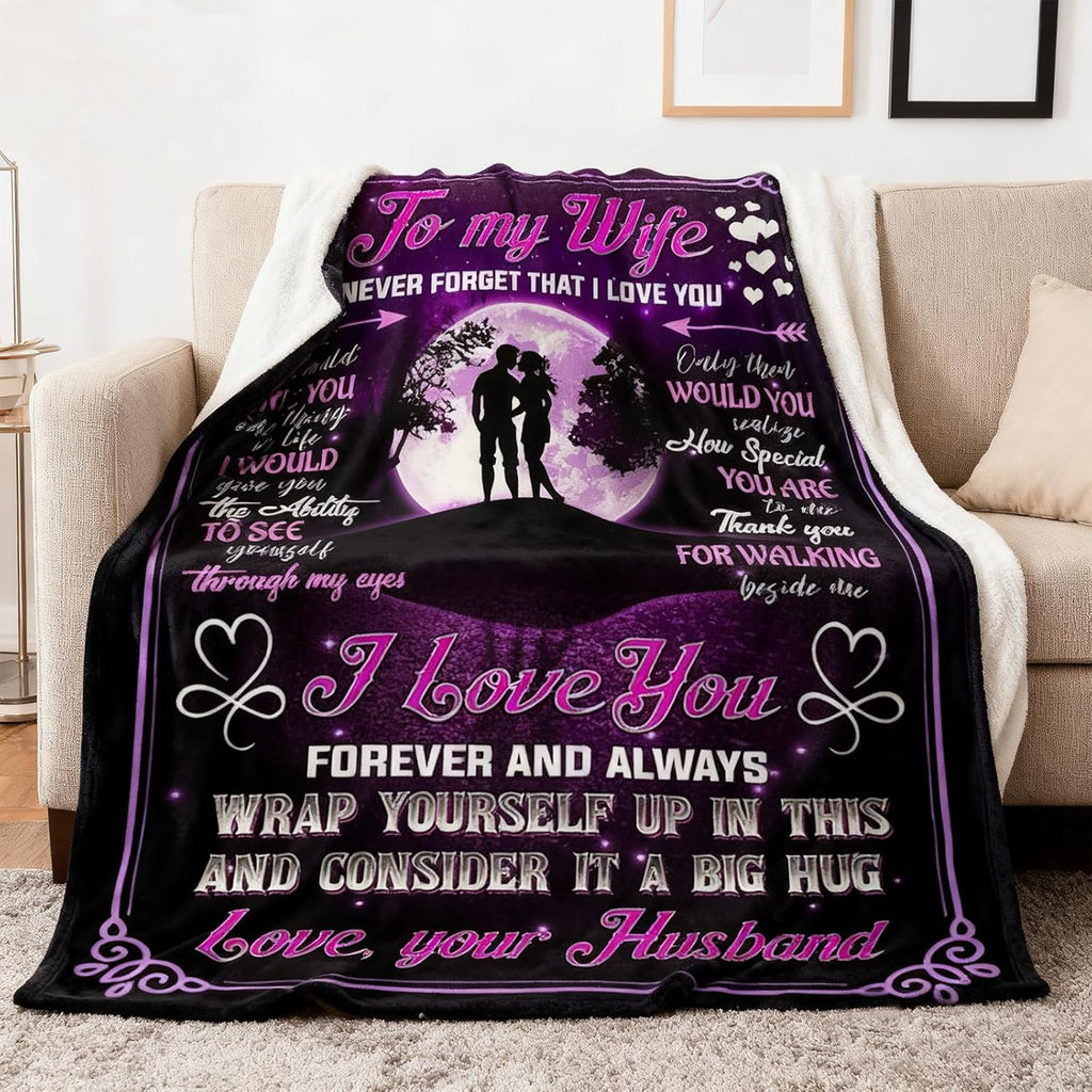 Presents for a Husband to Give to His Wife, Including a Cozy Blanket for Wedding Anniversaries, Birthdays, Christmas, Mother'S Day, And Valentine'S Day, Designed to Be Romantic for Her, Measuring 60X80 in Purple