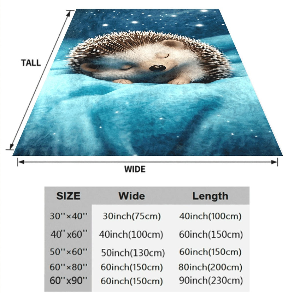 1pc Bohemian Style Hedgehog Print Fleece Blanket Soft Thick All-Season Blue Starry Night Design Machine Washable for Bedroom Living Room & Outdoor Travel Perfect for Nature & Animal Lovers Plush Home Decor