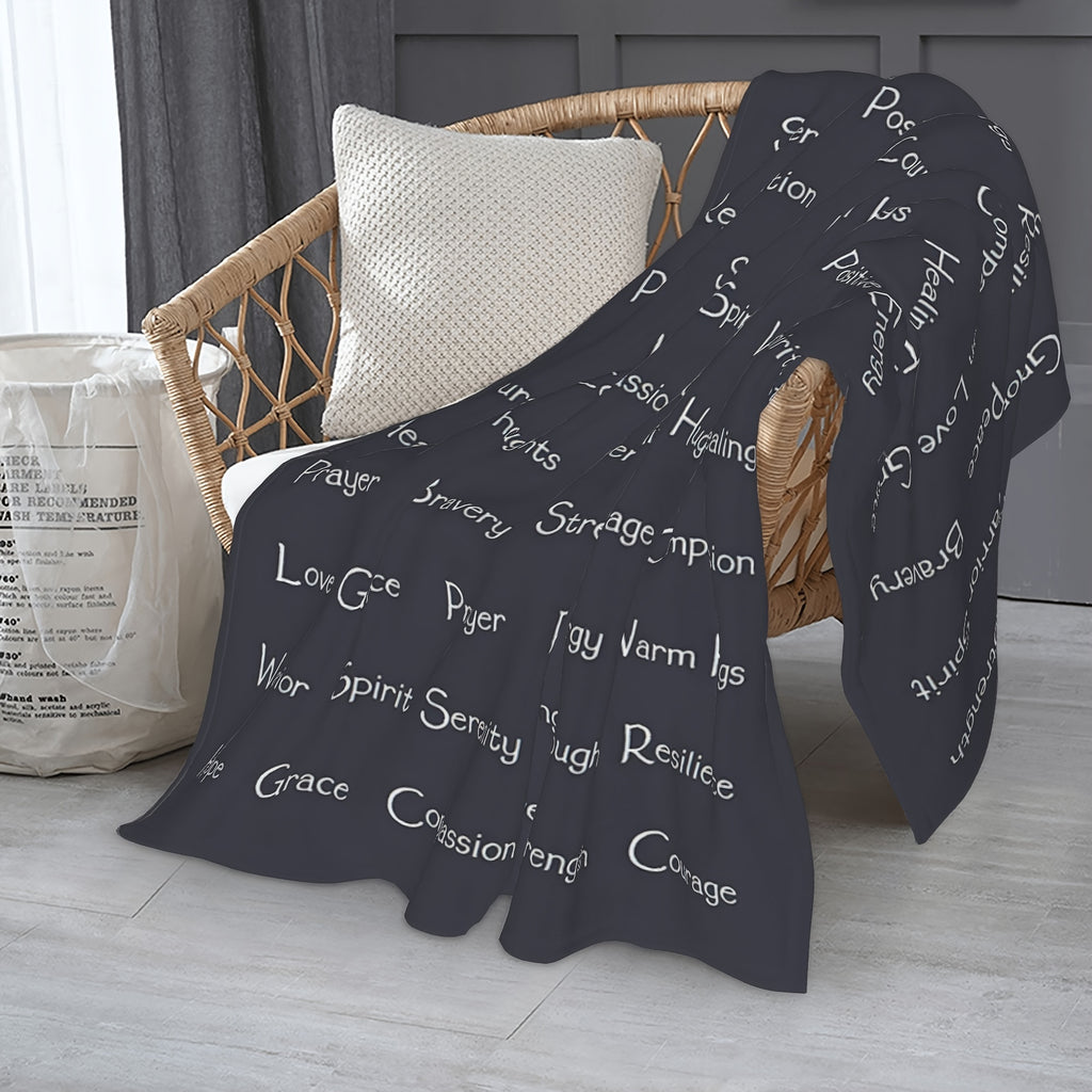 1pc Inspirational Navy Blue Throw Blanket - Super Soft, Warm Embrace with Positive Affirmations for Strength, Courage, Love & Hope - Allergy-Friendly, Multi-Purpose Comfort 60x50 inches