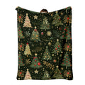 1pc Christmas Tree And Golden Star Pattern Black Flannel Oversized Blanket, Festive Winter Decor Design, Large Throw Blanket, Durable Plush, All-Season Use, Suitable for RV Travel, Camping Leisure, Movie Entertainment