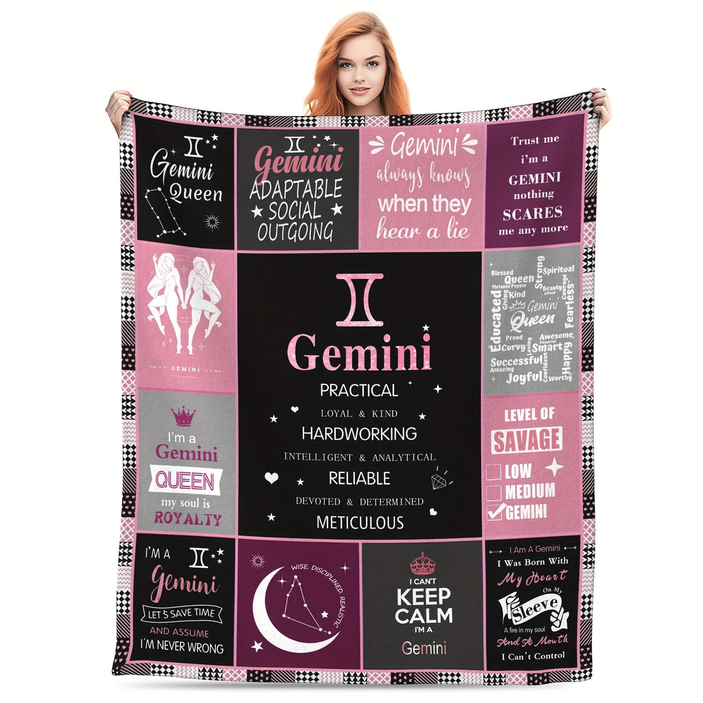 1pc Zodiac Blanket Gift for Women and Men, Birthday Christmas Gift Idea, Aries, Taurus, Gemini, Cancer, Leo, Virgo, Libra, Scorpio, Sagittarius, Capricorn, Aquarius, Pisces, Zodiac Women Blanket Gift, Zodiac Themed Home Decor 60x80