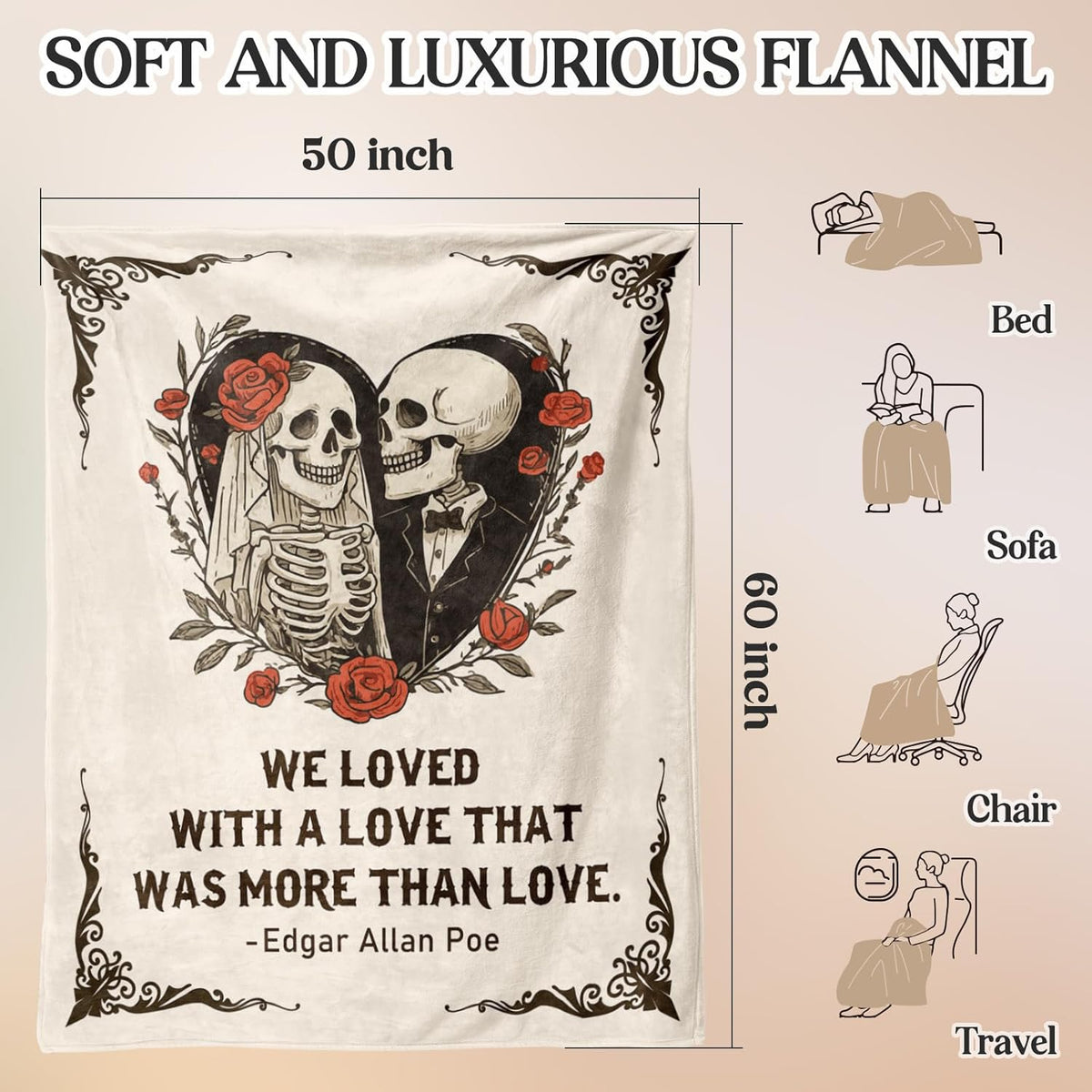 Valentines Day Gifts for Her Him, Wedding Anniversary Blanket Gifts for Women Men 60x50, Wedding Gifts for Married Couples Wife Husband Newlyweds Bride, to My Love I Love You Birthday Gift