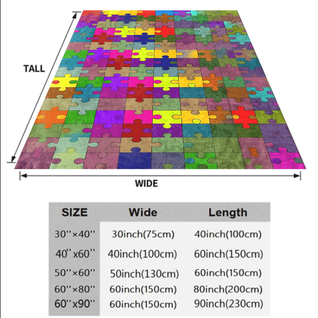 One Colorful Puzzle Design Flannel Blanket, Soft And Versatile, Perfect for Use on a Sofa, During Camping, While Traveling, Or As a Gift, Featuring Bright Mixed Colors for Year-Round Comfort