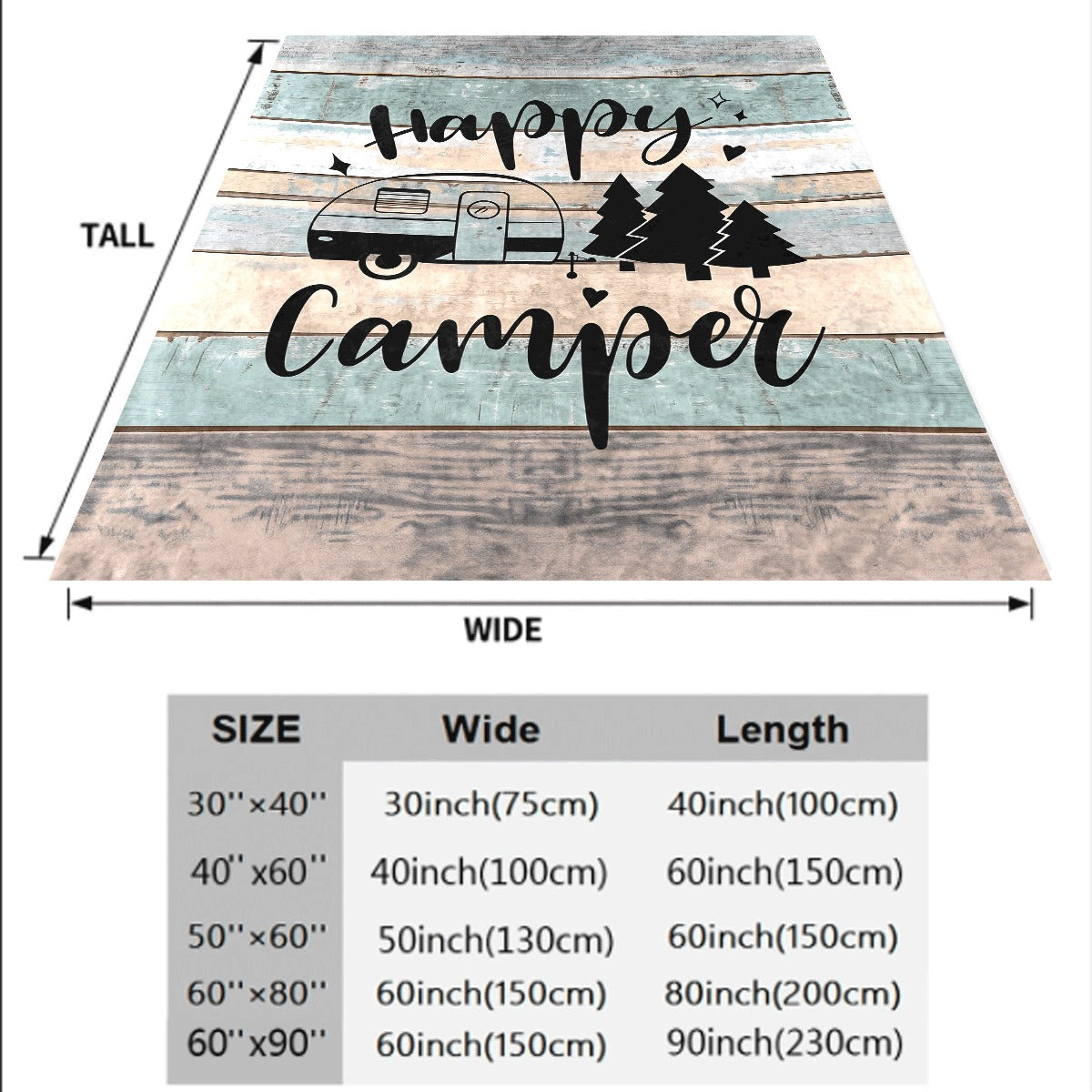 1pc Cozy Flannel Throw Blanket Featuring a Happy Camper Design, Machine Washable, Crafted with Quilted Details, Digitally Printed, Versatile for All Seasons, Made of Polyester, Perfect for Use on Sof